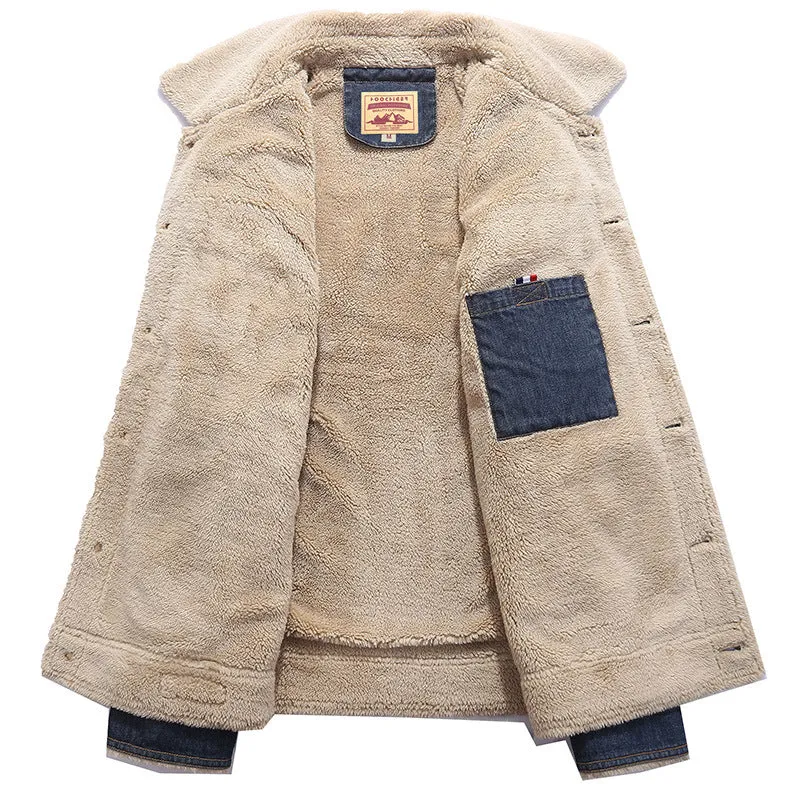 Men's Plus Fleece Warm Denim Cotton Jacket