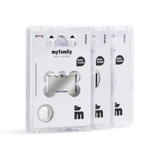 MyFamily ID Tag Basic Collection Small Bone in Chrome Plated Brass