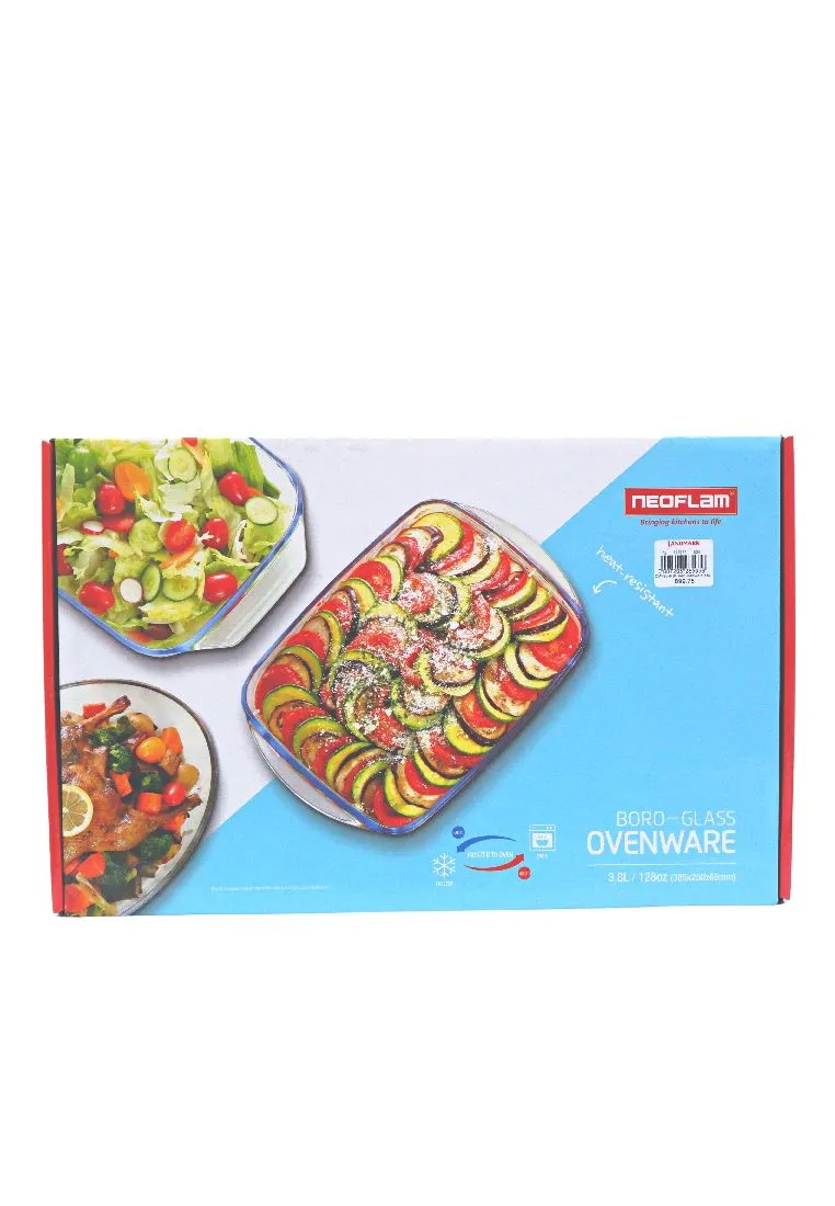 Neoflam Rectangular Borosilicate Glass Ovenware with Gift Box