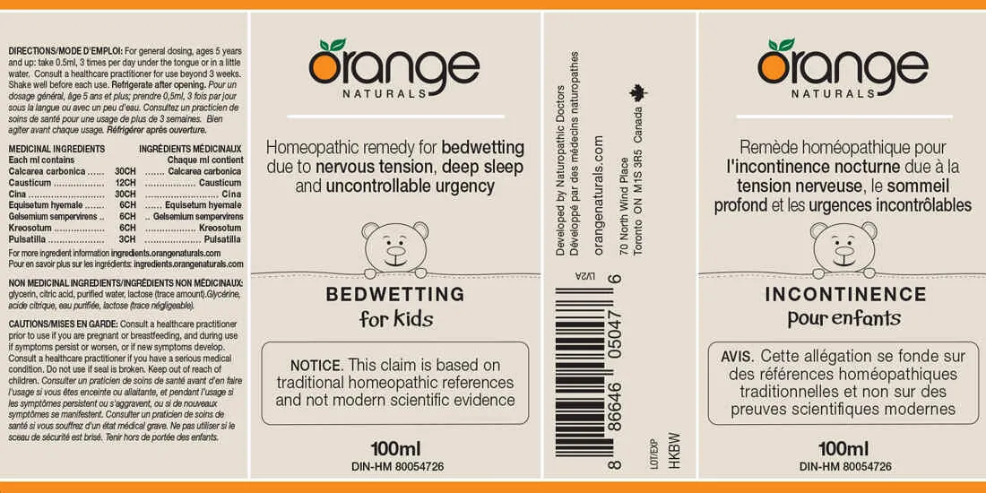 Orange Naturals Bedwetting (for kids) Homeopathic, 100ml