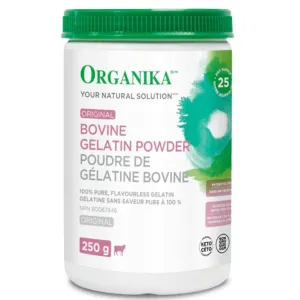 Organika Bovine Gelatin Powder, 100% Pure, Grass-Fed Flavourless Gelatin, 250g