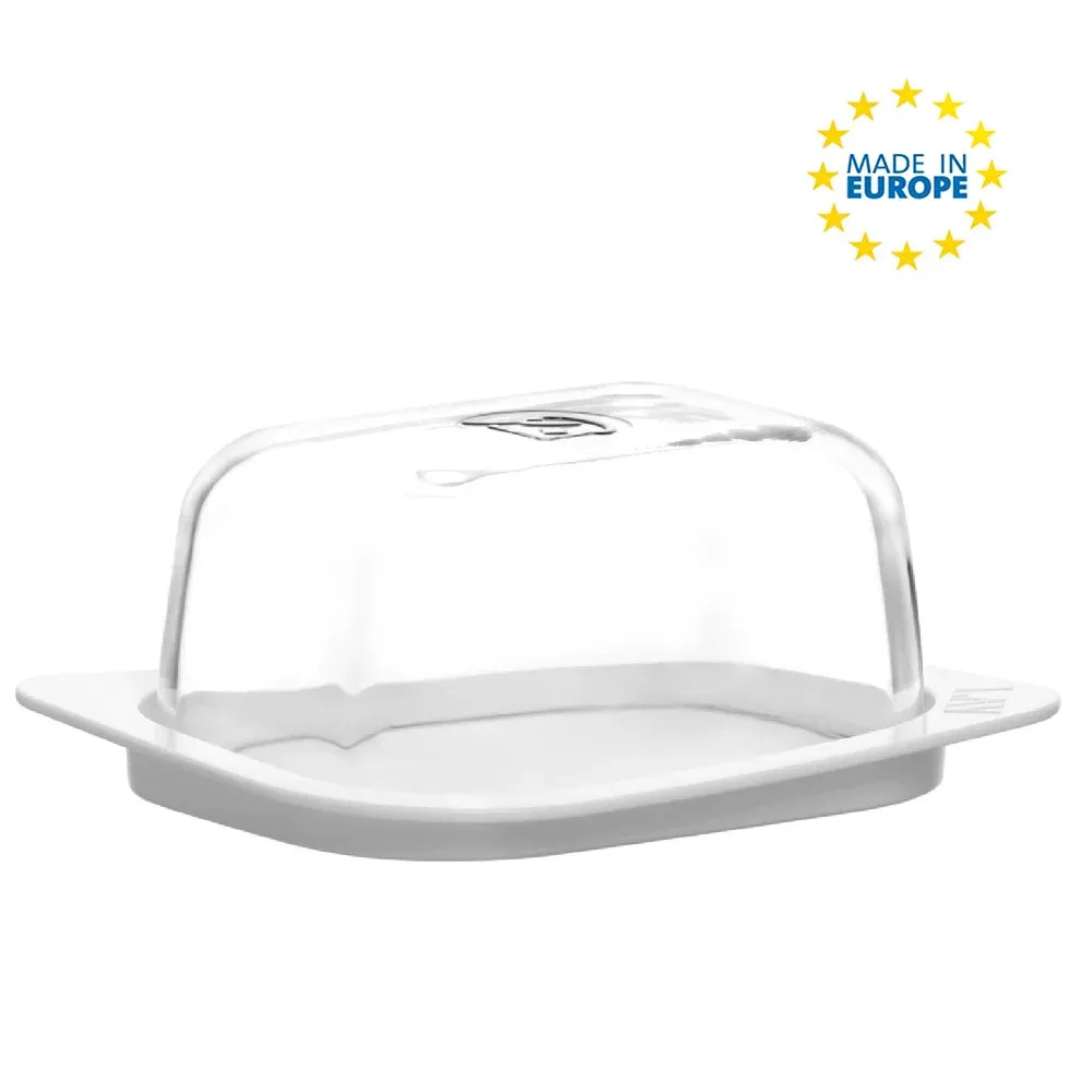 Pera Glass Butter Dish with Lid for Countertop, 13.7 Oz