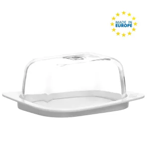 Pera Glass Butter Dish with Lid for Countertop, 13.7 Oz