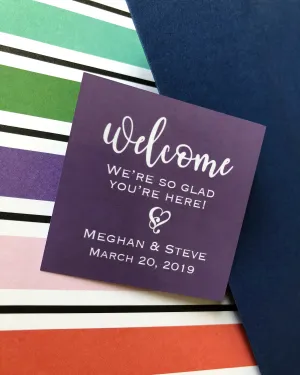 Plum Hearts Wedding Sticker