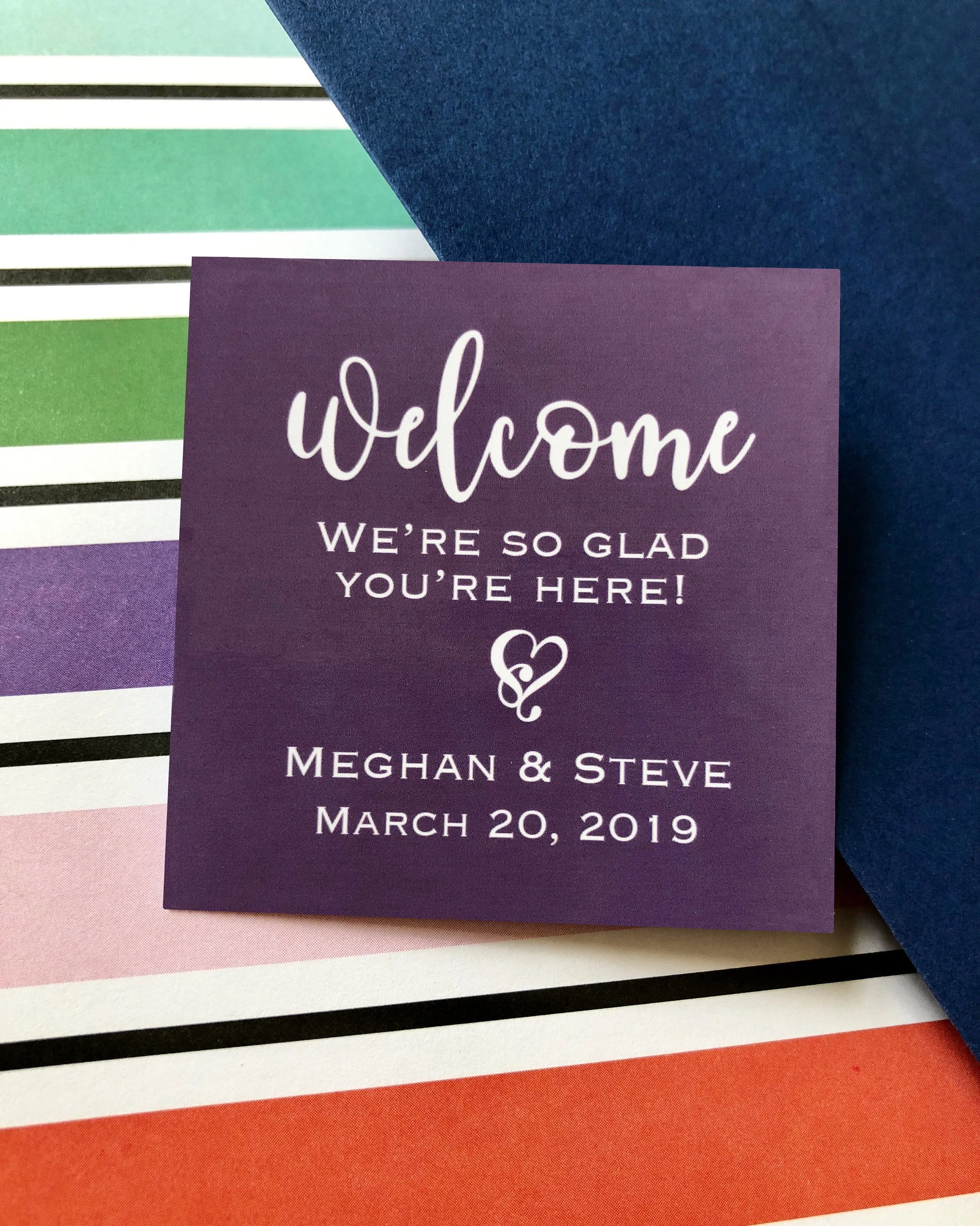 Plum Hearts Wedding Sticker