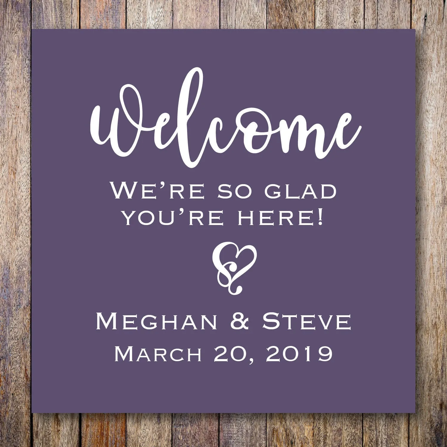 Plum Hearts Wedding Sticker