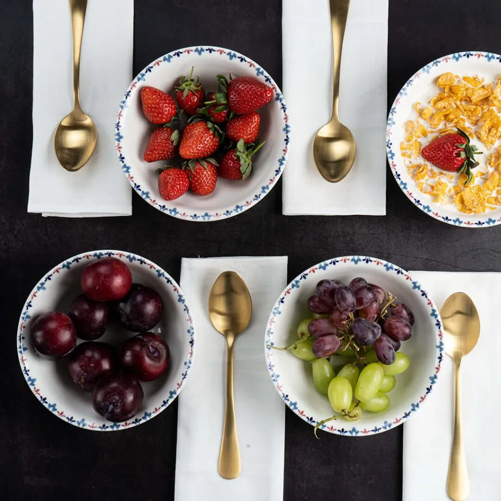 Porcelain Soup - Cereal Bowls Set of 4 Pebble Lily 18cm