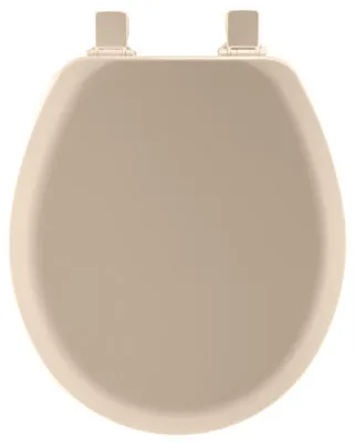 Round Molded Wood Toilet Seat, Easy-Clean & Change  Hinge, STA-TITE , Beige