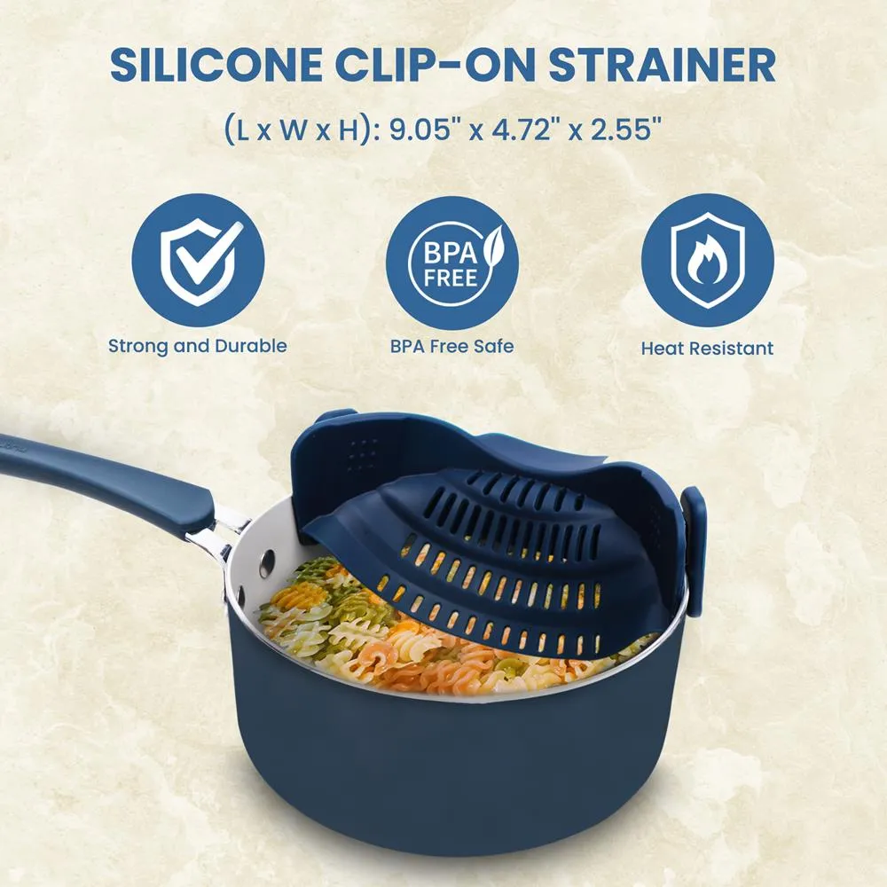 Silicone Clip-On Strainer - Hands-Free Heat Resistant Drainer, Works With Models: Nccw14Sblu & Nccw20Sblu