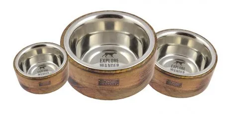 Tall Tails - Stainless Steel & Wood Bowl