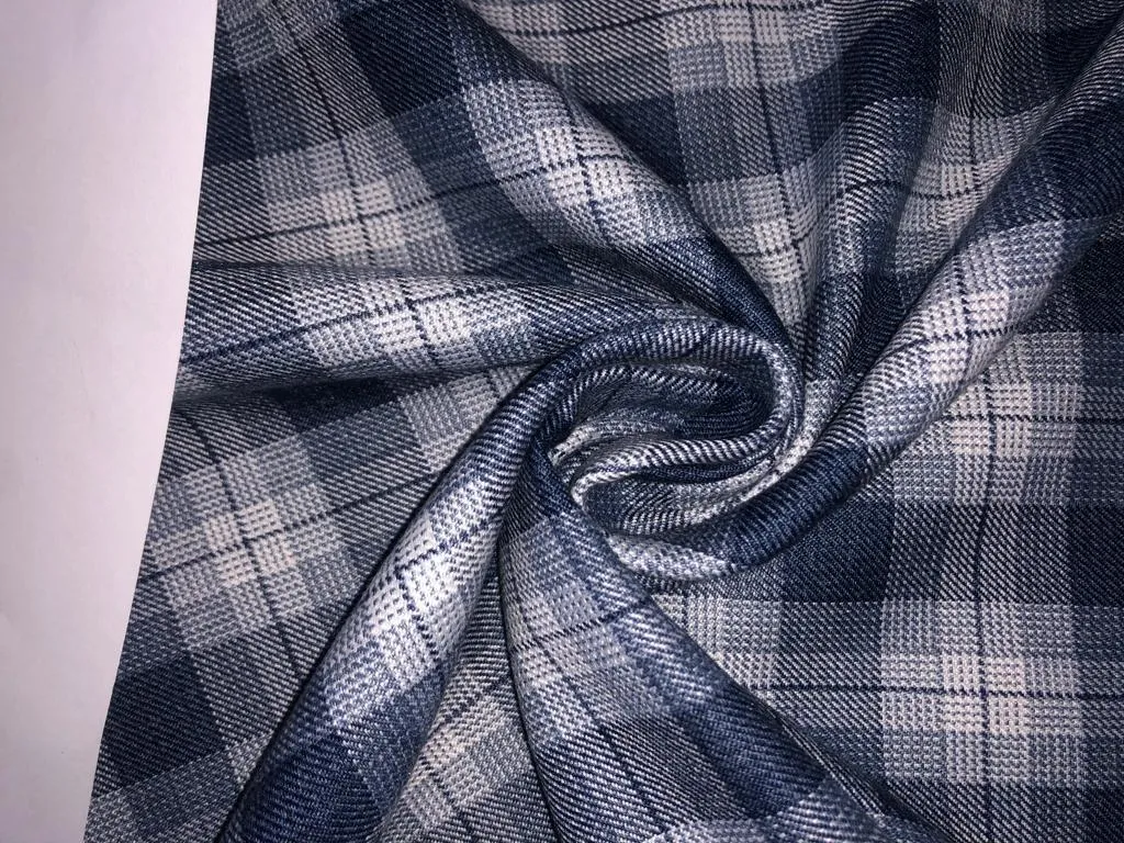 Tweed Suiting Heavy weight premium Fabric  Plaids 58" wide available in 2 STYLES GREYS BLUES AND WHITE / BEIGE BLUE AND BLACK[15696/97]