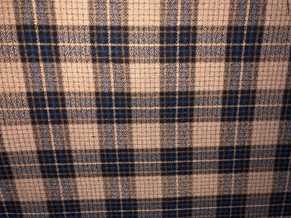 Tweed Suiting Heavy weight premium Fabric  Plaids 58" wide available in 2 STYLES GREYS BLUES AND WHITE / BEIGE BLUE AND BLACK[15696/97]