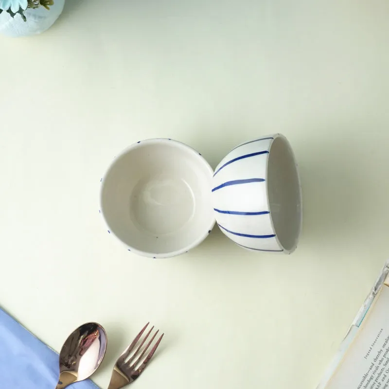 Vertical Stripe Ceramic Bowl | Set of 2