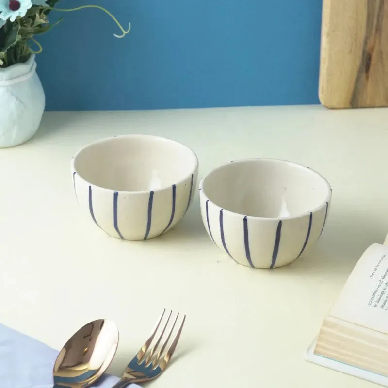 Vertical Stripe Ceramic Bowl | Set of 2