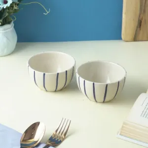 Vertical Stripe Ceramic Bowl | Set of 2