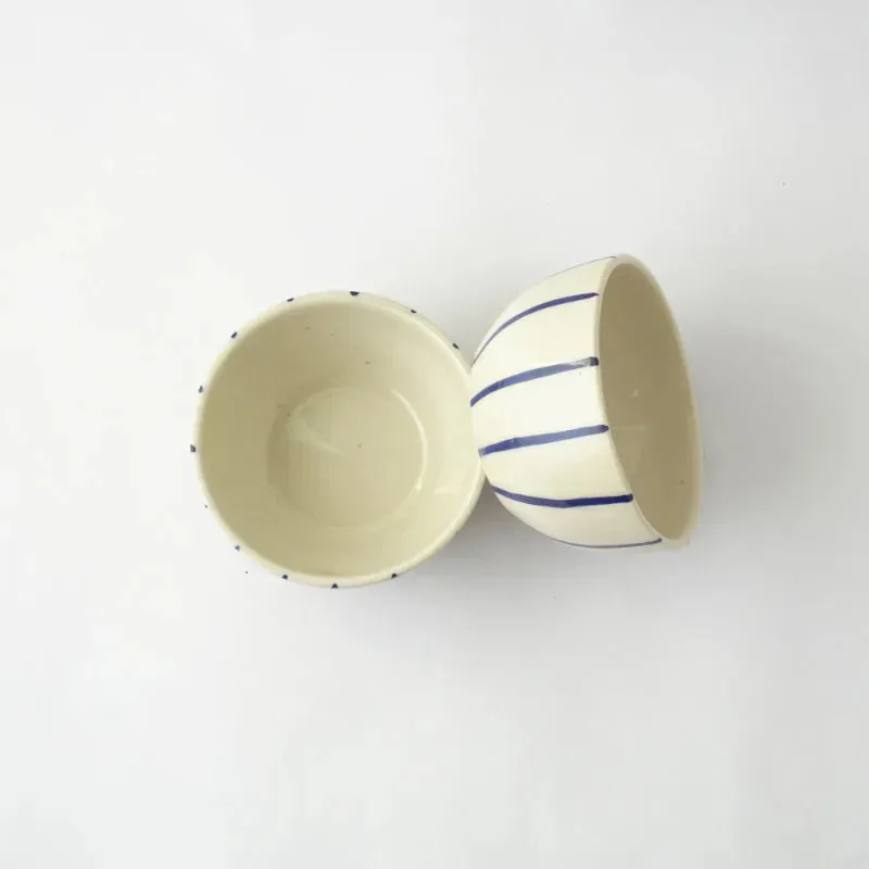 Vertical Stripe Ceramic Bowl | Set of 2
