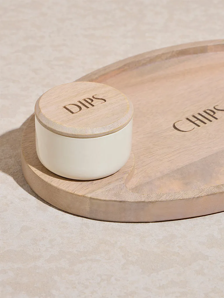 Westside Home Beige Text Design Ceramic Chip and Dip