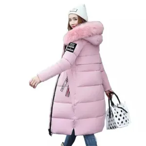 Women Large Fur Collar Padded Cotton Warm Winter Coat