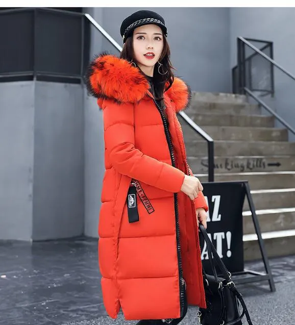 Women Large Fur Collar Padded Cotton Warm Winter Coat