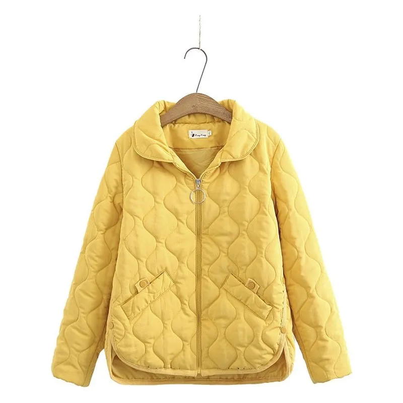 Women Warm Quilted Padded Jacket Side Split - Plus Sizes Avail