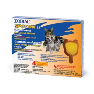 ZODIAC® SPOT ON® II FLEA CONTROL FOR CATS & KITTENS – WITH PRECOR® INSECT GROWTH REGULATOR (IGR)